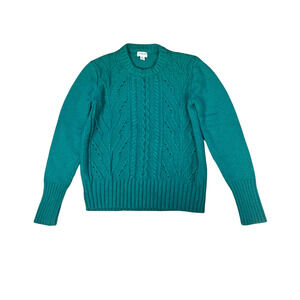 J Crew Cable Knit Sweater Clover Green Size XS